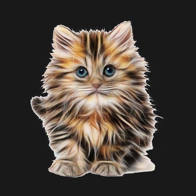 Fluffy Kitten Adorable Cat Lover Artistic Illustration Kitty Lover Gift by twizzler3b