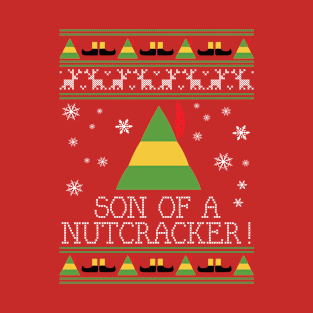 Son Of A Nutcracker Elf Quote Christmas Knit T-Shirt