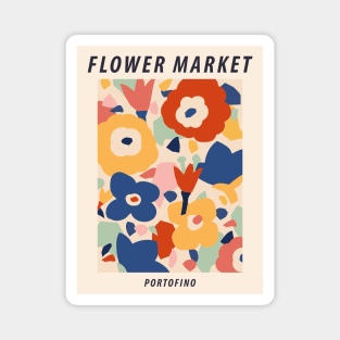 Flower market, Portofino, Colorful retro print, Cottagecore decor, Aesthetic poster, Floral art, Abstract flowers Magnet