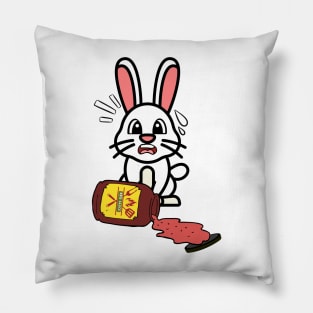 Funny Bunny Spills BBQ Sauce Pillow