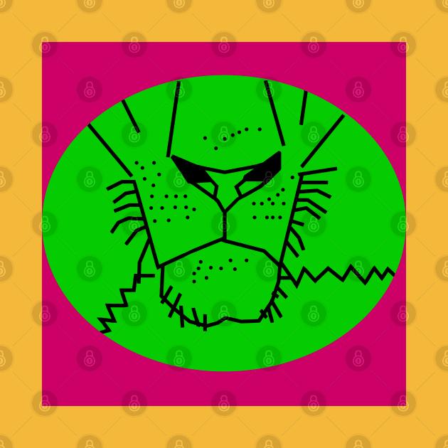 Minimal Green Lion Mouth by ellenhenryart