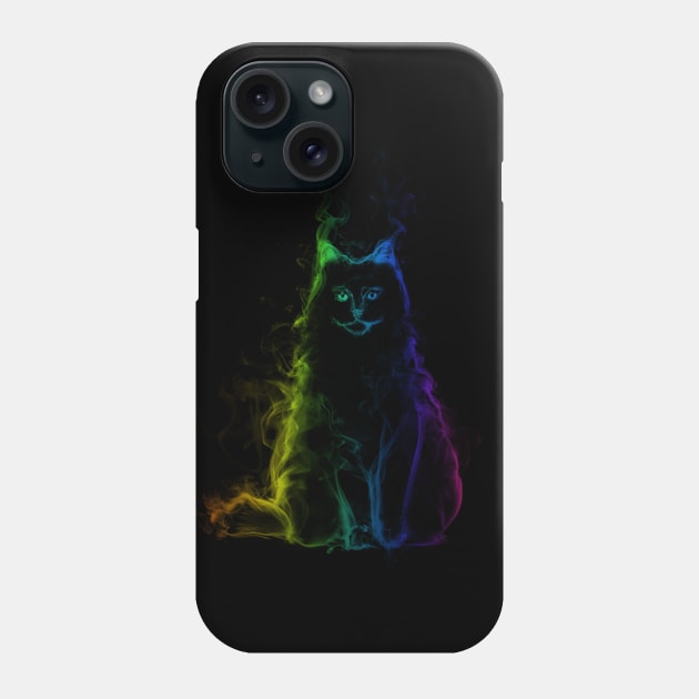 Cat smoke effect (colored) - cat silhouette - catshirt - cats lover - animals lover - gift idea Phone Case by Vane22april