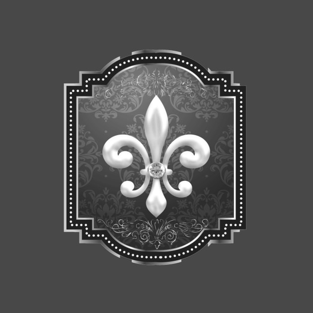 Fleur de lis on black victorian background by allthumbs