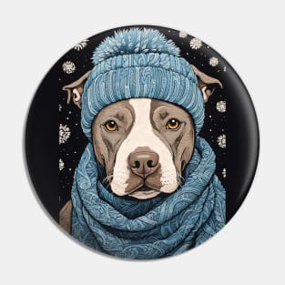 Pitbull in Hat Funny Christmas Dog Lover Gift Pin