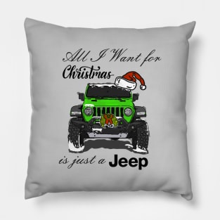 Christmas Jeep Green Pillow