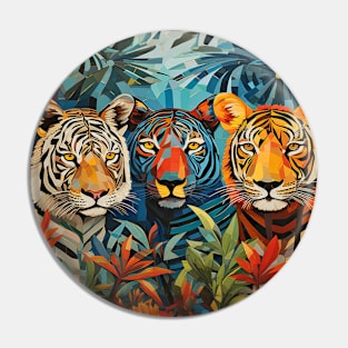 Tiger Animal Portrait Colorful Painting Pin