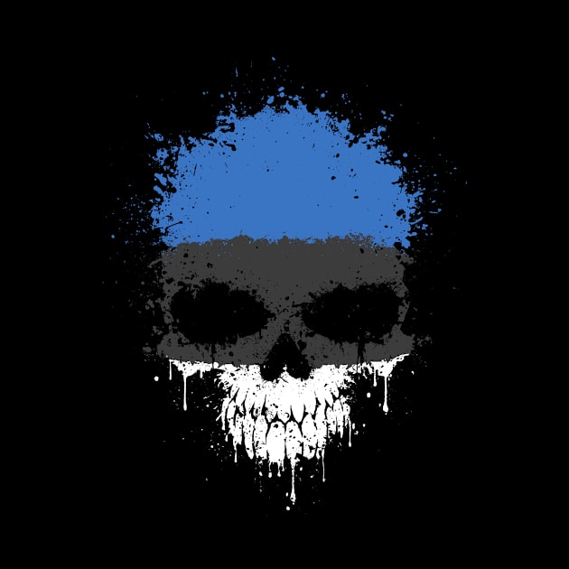 Chaotic Estonian Flag Splatter Skull by jeffbartels