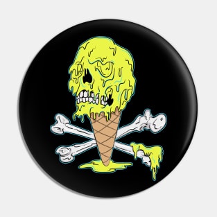 Dripping Melting Ice Cream Skull Pin