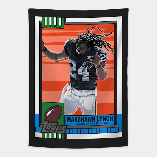 90's Marshawn Lynch Football Card Tapestry by Carl Cordes