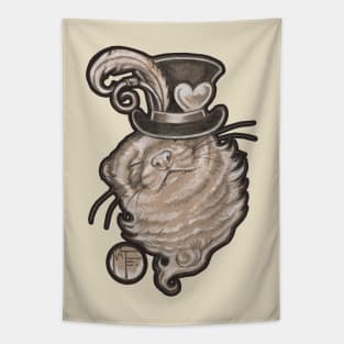 Ferret In A Top Hat - Black Outlined Version Tapestry