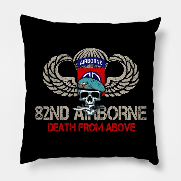 82nd Airborne Division Death from Above Skull American flag Pillow by floridadori