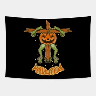 Halloween Pumpkin Monster Tapestry