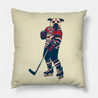 Funny Dog Ice Hockey Player Pillow