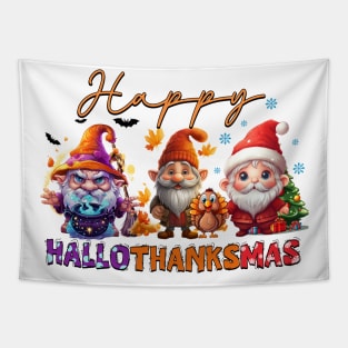 Happy Hallothanksmas Gnomes #3 Tapestry