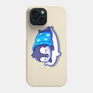 Cute Penguin Sleeping On Pillow With Blanket Phone Case