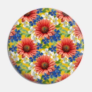 Watercolor Floral Pattern Art On Yellow Background Pin