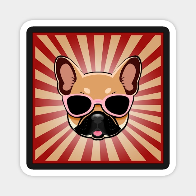 Brown Frenchie Dog Wearing Pink Sunglasses French Bulldog Magnet by 4U2NV-LDN