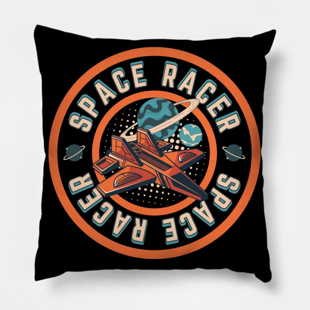 Retro Space Race Pillow by Indieteesandmerch