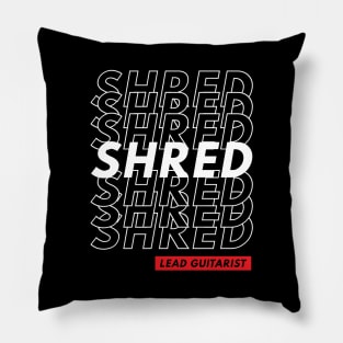 Shred Lead Guitarist Repeated Text Dark Theme Pillow