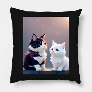 Adorable Cat Illustration- Modern Digital Art Pillow