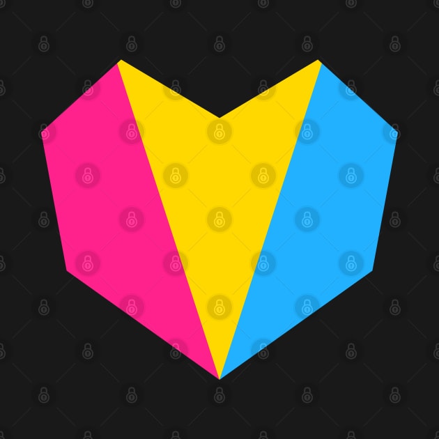 Pansexual Flag Geometric Heart by Bunny Prince Design