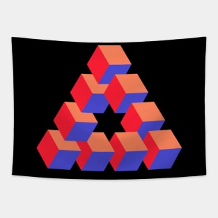 Optical illusion triangle #10 - red, peach & blue Tapestry