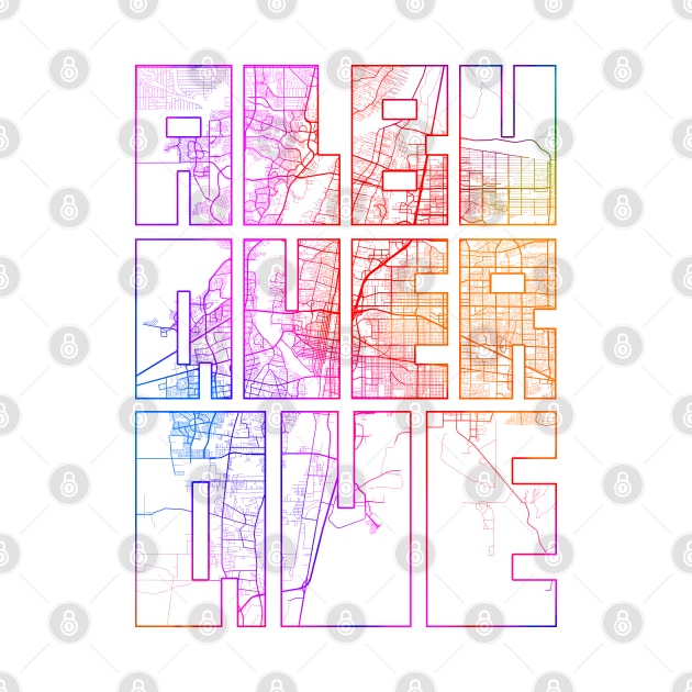 Albuquerque, USA City Map Typography - Colorful by deMAP Studio