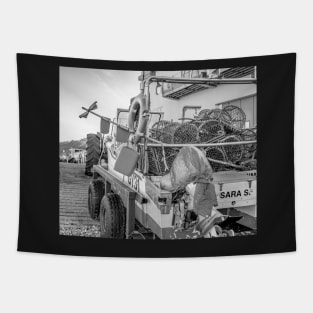 Crab and lobster fishing boat on Cromer beach, North Norfolk Tapestry