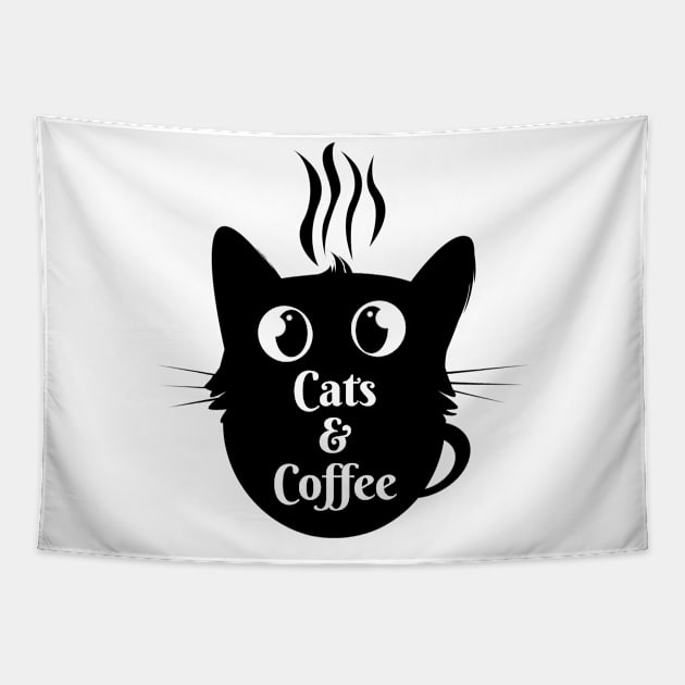 Cats and coffee Tapestry by Rishirt