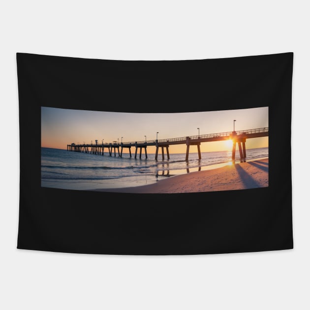 Okaloosa Fishing Pier Sunset Florida Tapestry by mcdonojj