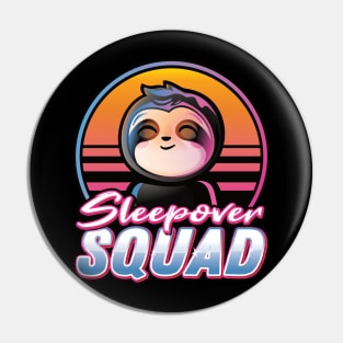 Sleepover Squad Kawaii Sloth Sunset Retro Pin