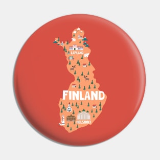 Finland illustraated map Pin