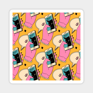 Boop Nose Black Cat Pattern in yellow Magnet