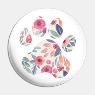 Muted Watercolor Paw Print Pin