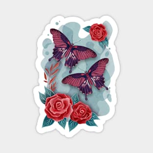 Butterflies with roses Magnet