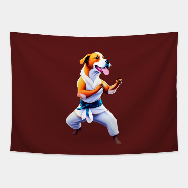 Dog, fight kung fu Tapestry by enyeniarts