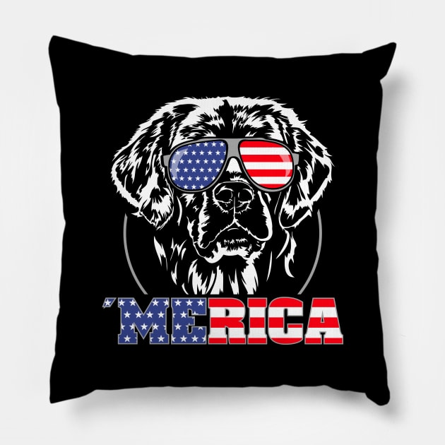 Proud Golden Retriever American Flag Merica dog Pillow by wilsigns