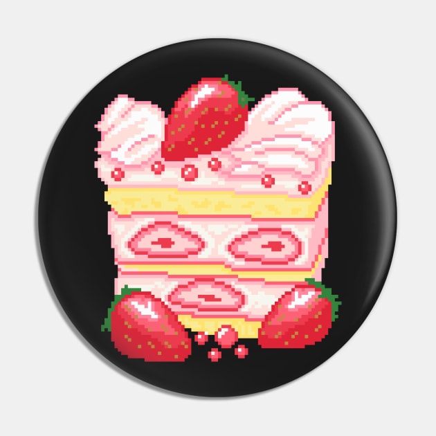 Strawberry Cake Pixel Art Pin by AlleenasPixels