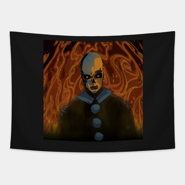 The Orange Skull Trip Tapestry by mrpsycho