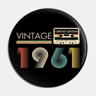 62nd Birthday Vintage 1961 Limited Edition Cassette Tape Pin