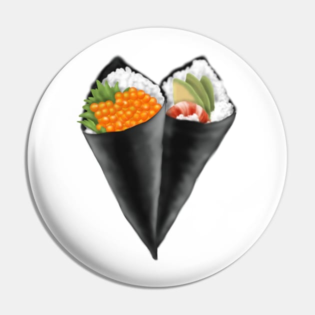 Illustrated Sushi Handroll Pin by H. R. Sinclair