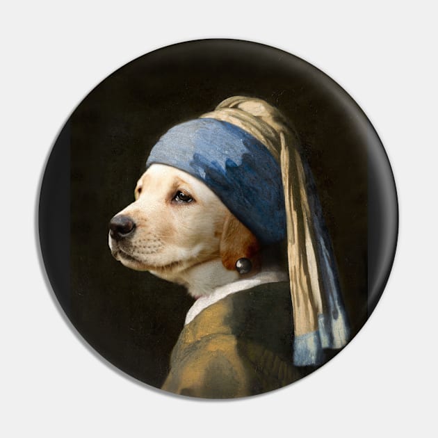 The Labrador with a Pearl Earring - Print / Home Decor / Wall Art / Poster / Gift / Birthday / Labrador Lover Gift / Animal print Canvas Print Pin by luigitarini