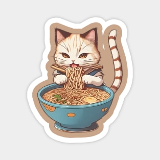 Cat eating Ramen Magnet