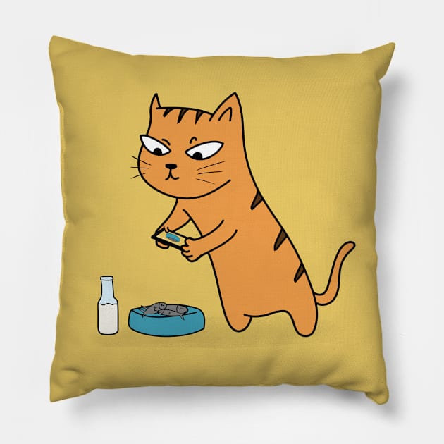 Foodie Cat Pillow by cartoonbeing