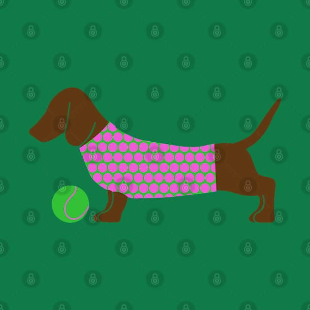 Dachshund in a polka dot sweater by Jennifer Ladd