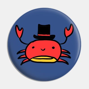 Simplistic Crab with Tophat Doodle Pin