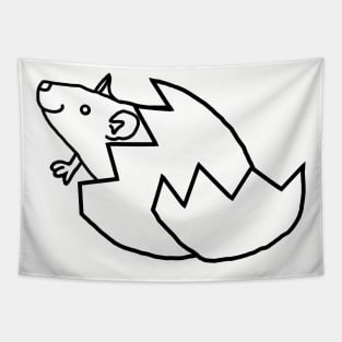 Cute Rat Hatching from Easter Egg Outline Tapestry