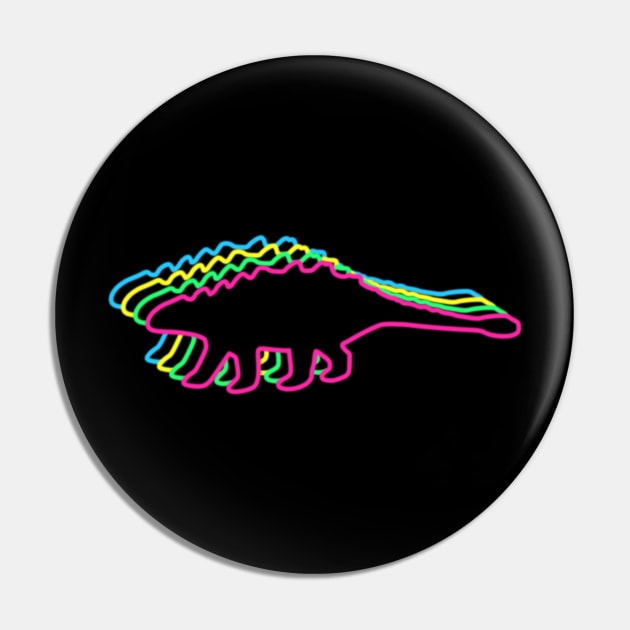 Ankylosaurus 80s Neon Pin by Nerd_art