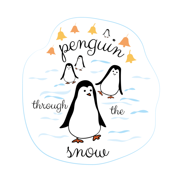 Penguin Through the Snow, Jingle Bells, for light backgrounds by Markadesign