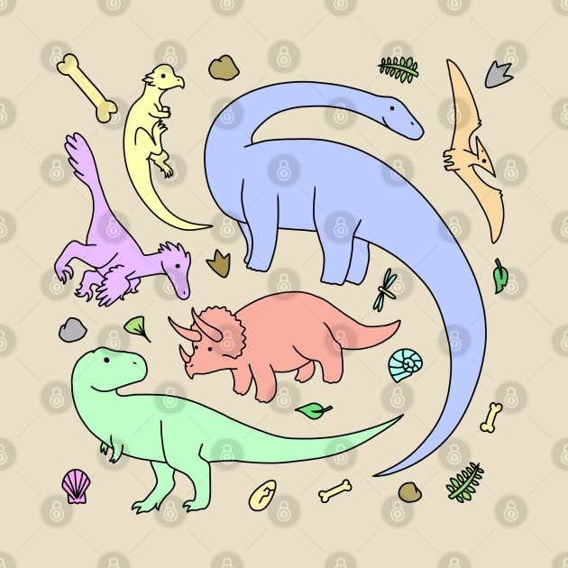 Pastel Colors Dinosaur Pattern by saradrawspaleo